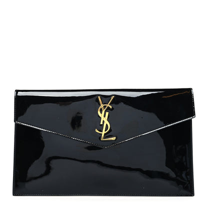 Saint Laurent Patent Classic Monogram Uptown Clutch Black 1 of 8