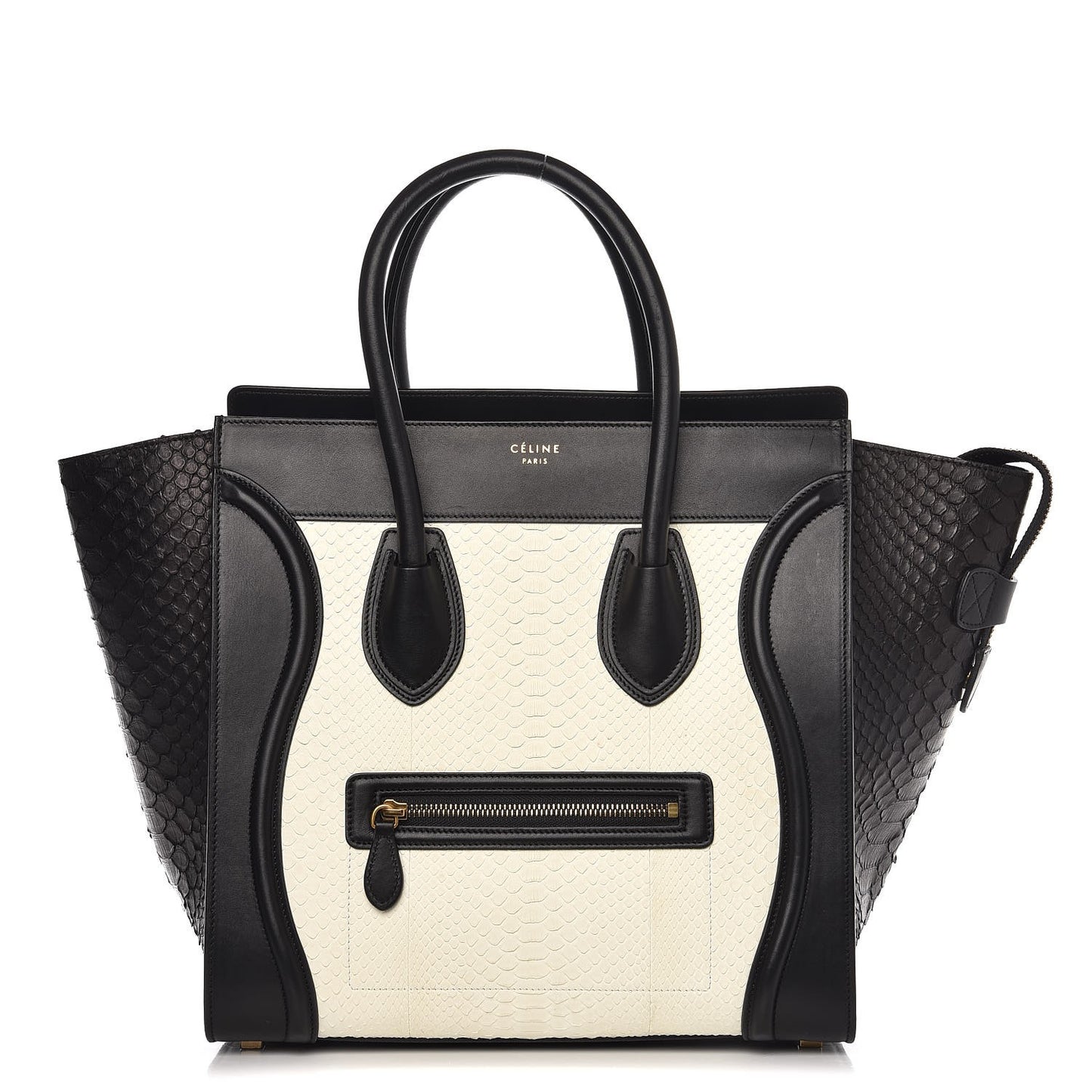 Python Smooth Calfskin Mini Luggage Black White