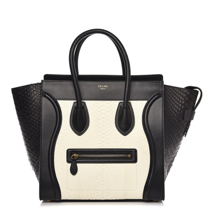 Celine Python Smooth Calfskin Mini Luggage Black White 1 of 10