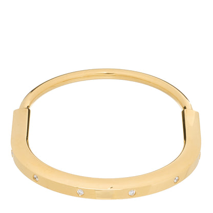 Tiffany 18K Yellow Gold Diamond Tiffany Lock Bangle Bracelet 3 of 7