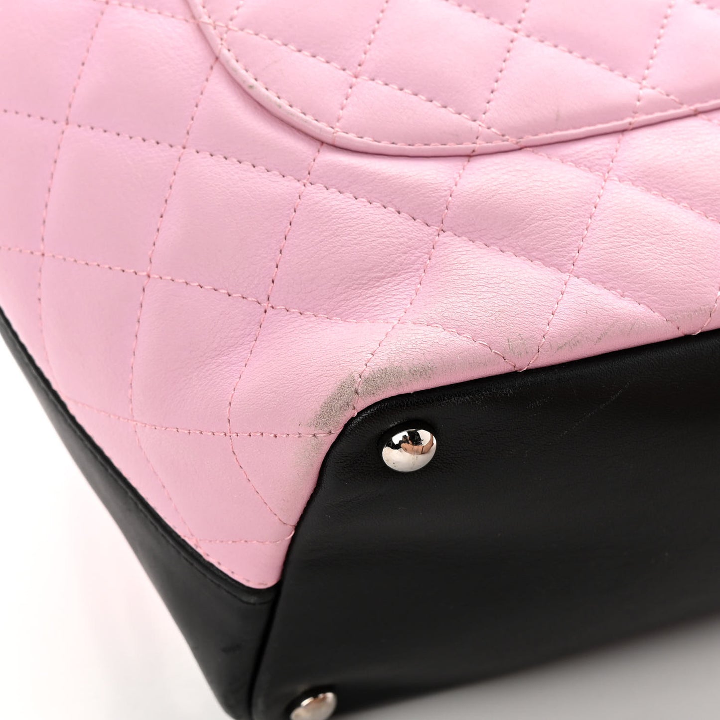 Calfskin Quilted Medium Cambon Tote Pink Black