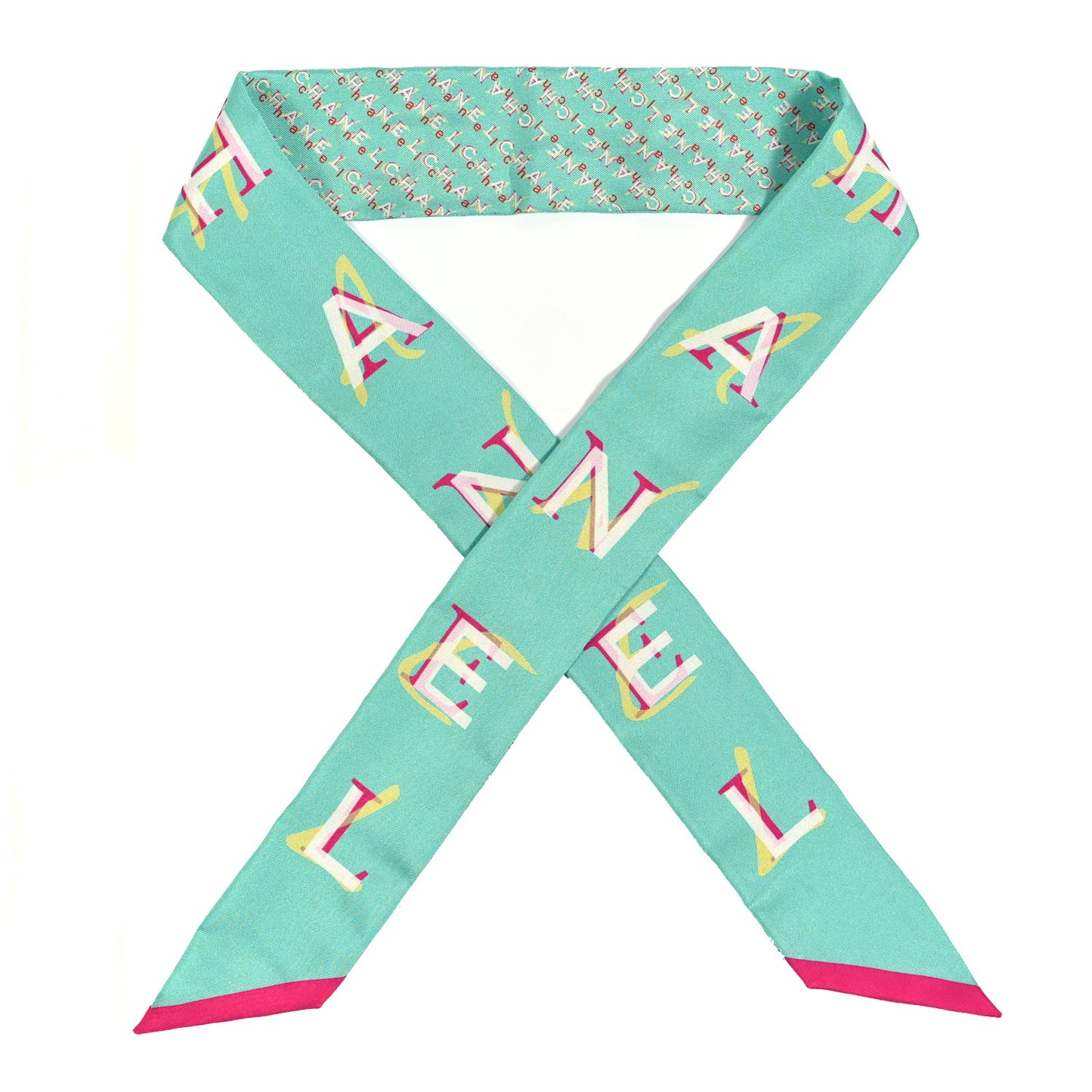 Silk Logo Slim Bandeau Scarf Blue Multicolor