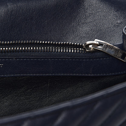 Saint Laurent Sheepskin Matelasse Chevron Monogram Large College Satchel Deep Marine 12 of 19