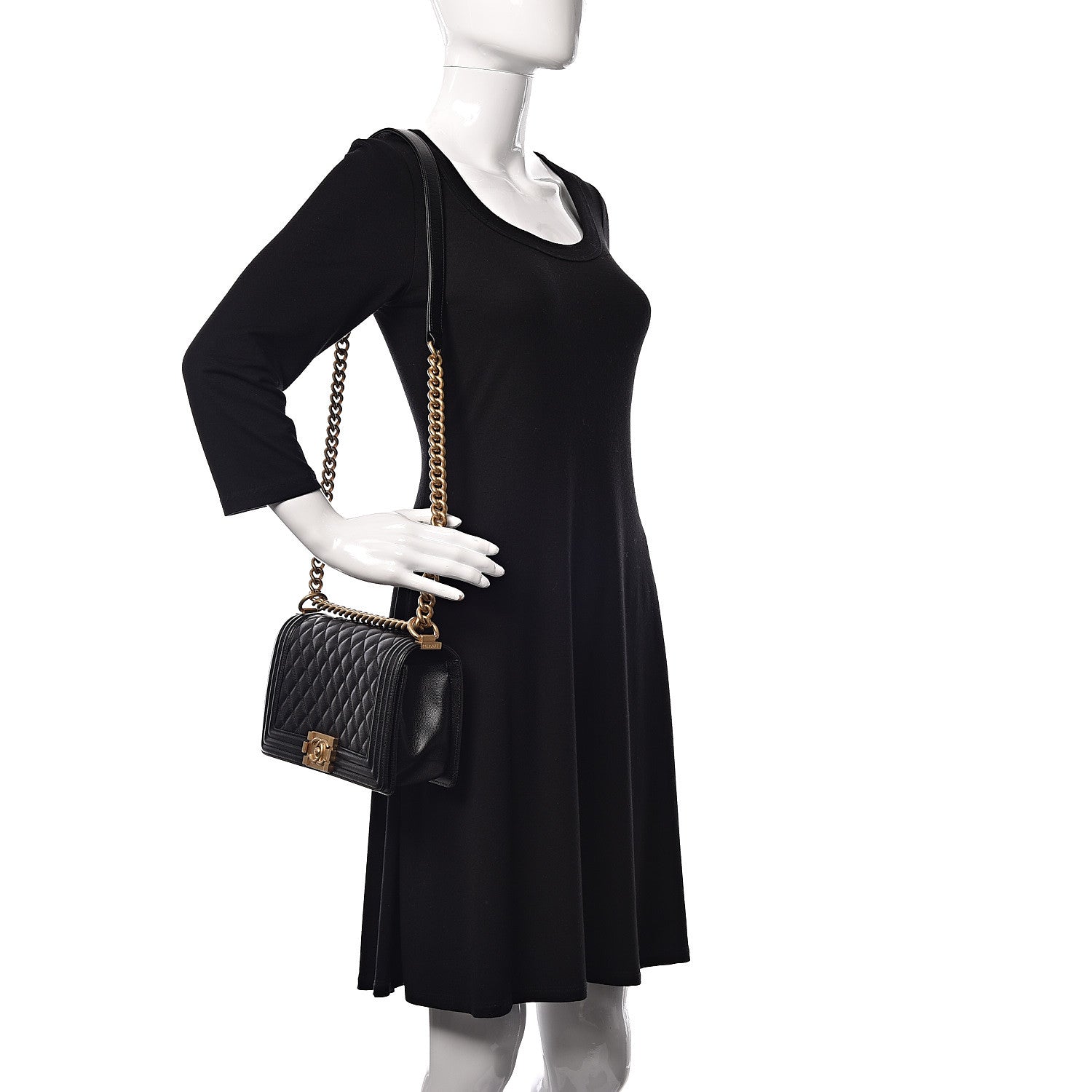 Chanel Caviar Quilted Medium Boy Flap Black 2 of 10