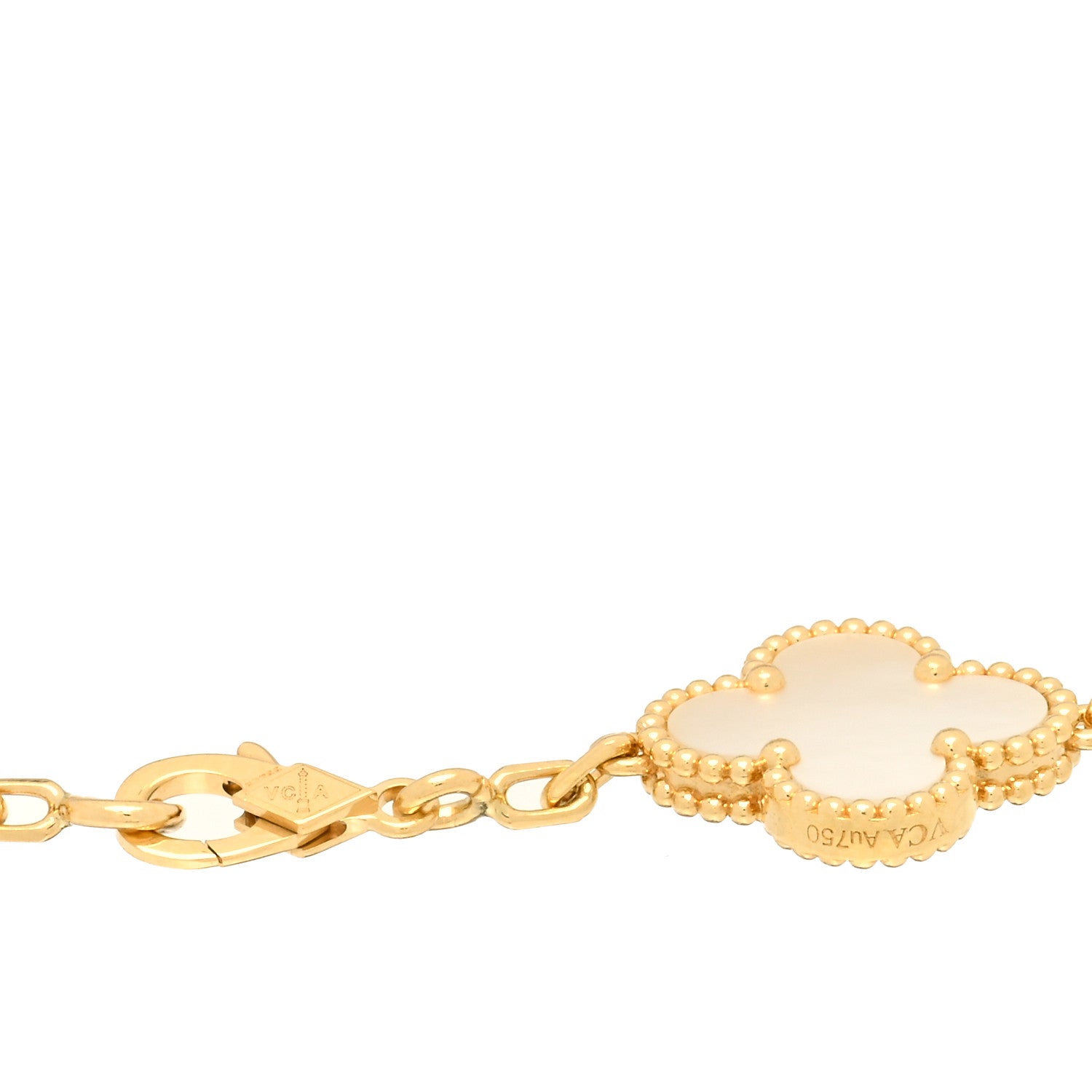 Van Cleef & Arpels 18K Yellow Gold Mother of Pearl 5 Motifs Vintage Alhambra Bracelet 3 of 3