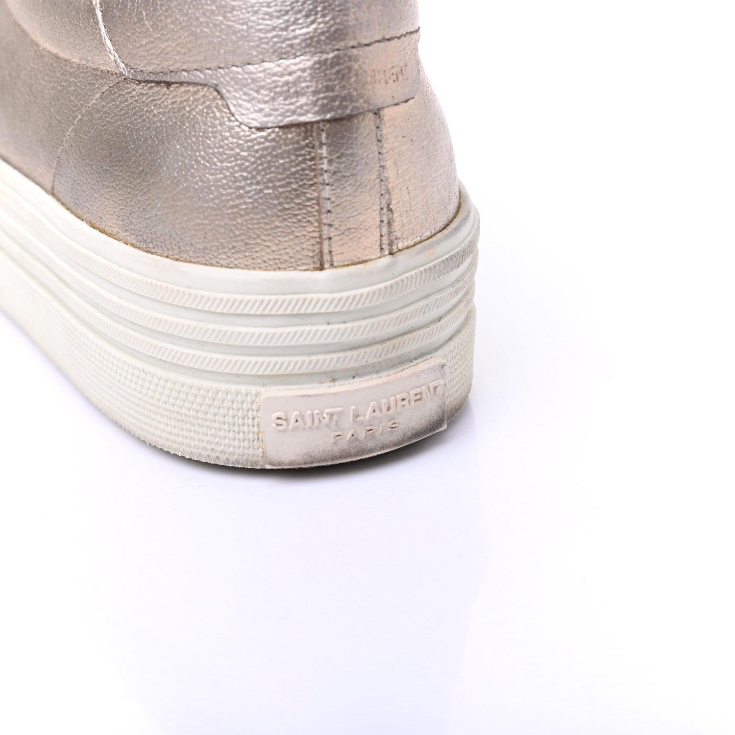 Saint Laurent Metallic Calfskin Court Sneakers 37.5 Pale Gold 10 of 16