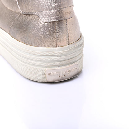 Saint Laurent Metallic Calfskin Court Sneakers 37.5 Pale Gold 10 of 16