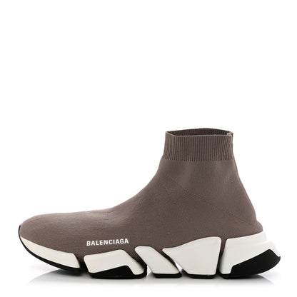 Balenciaga Technical 3D Recycled Knit Bi-Color Sole Mens Speed 2.0 Sneakers 45 Dark Beige White Black 1 of 9