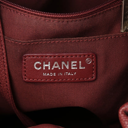 Chanel Caviar Flat Quilted CC Chain Bucket Drawstring Bag Burgundy 6 of 16