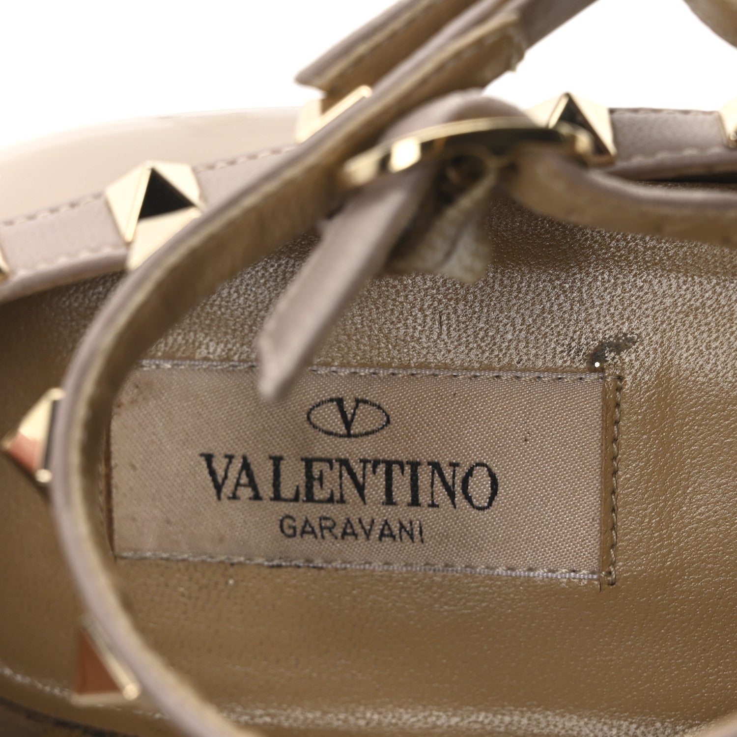 Valentino Garavani Patent Rockstud Cage Ballerina Flats 38.5 Poudre 8 of 8