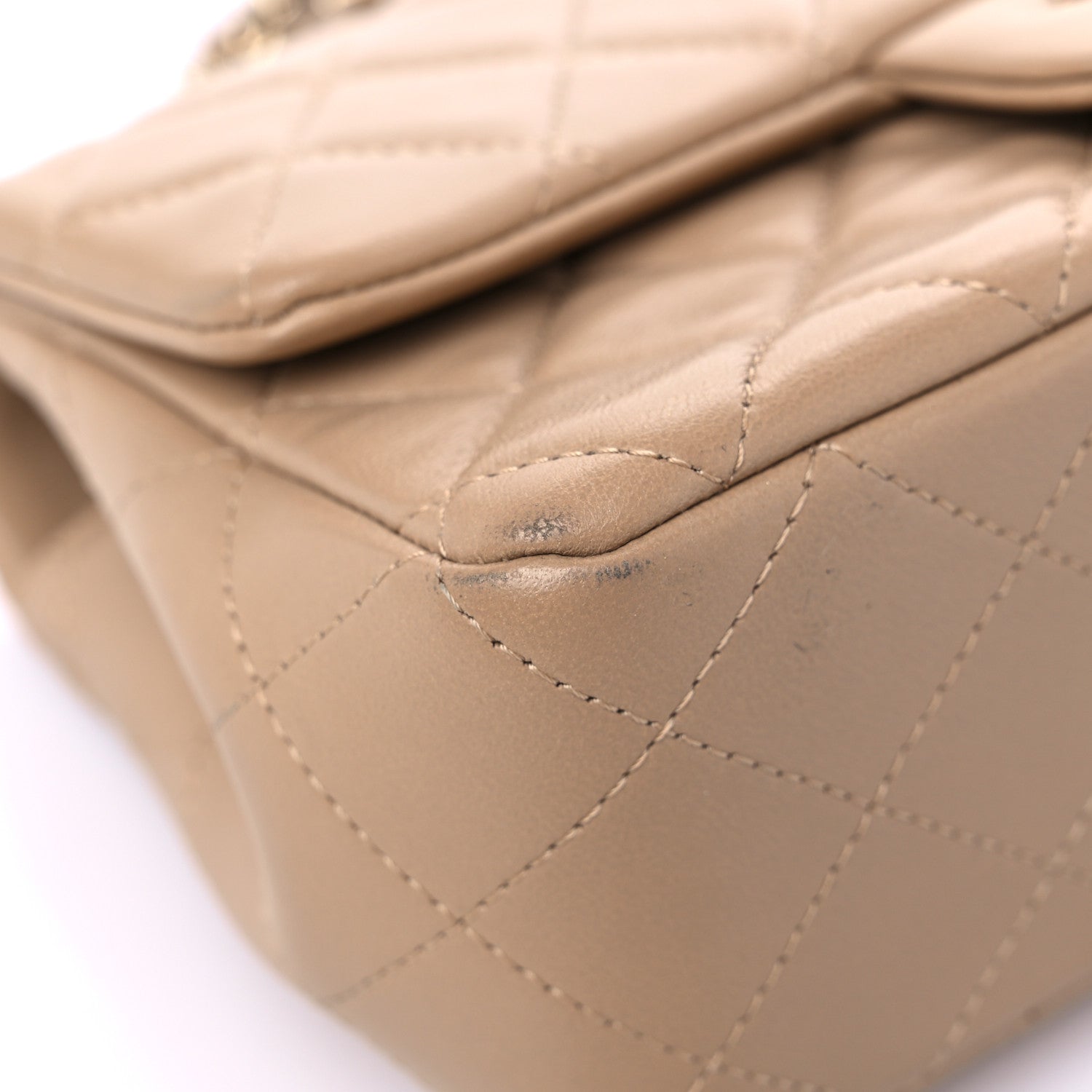 Chanel Lambskin Quilted Mini Rectangular Flap Dark Beige 8 of 13
