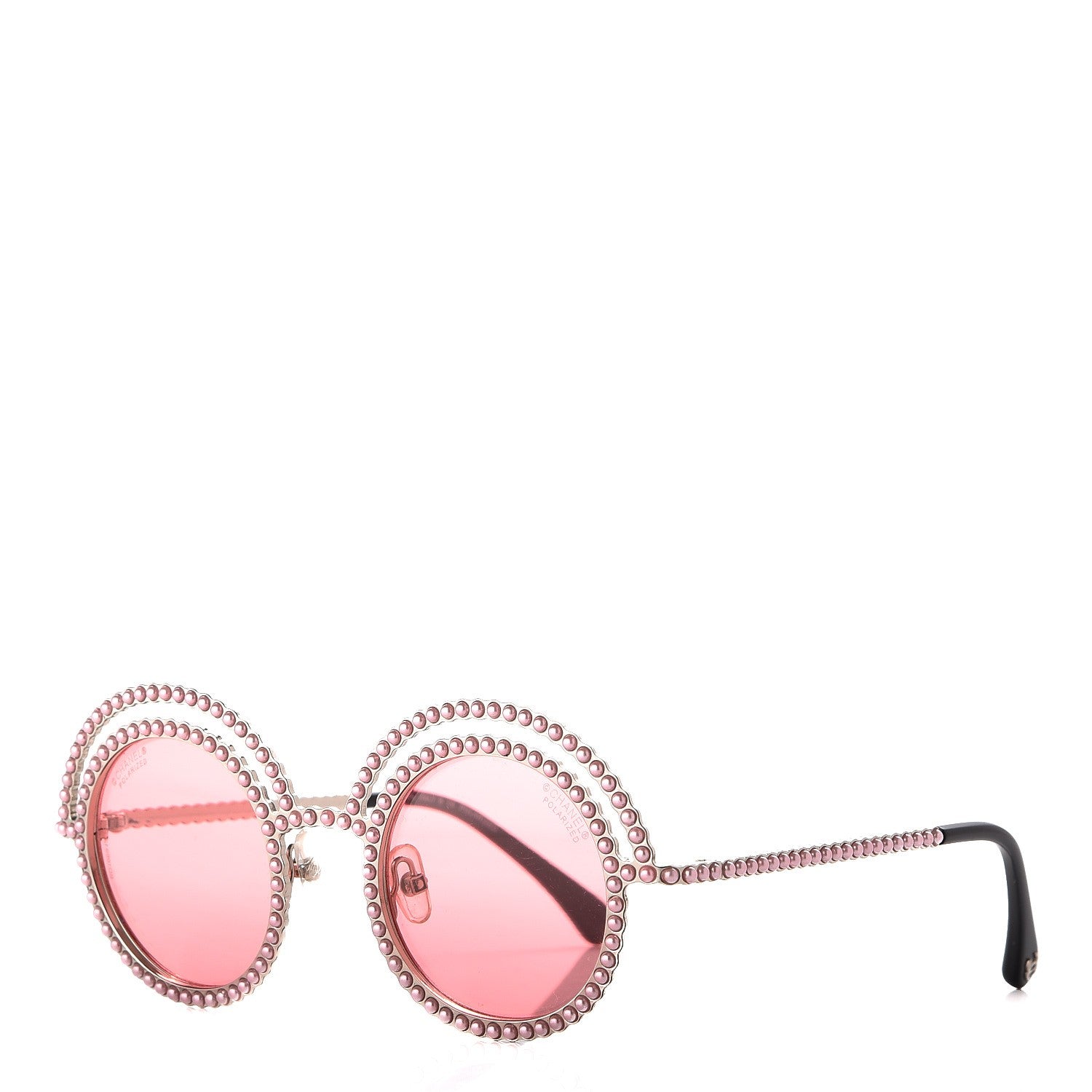 Chanel Metallic Pearl Round Polarized Sunglasses 9521-H Pink Silver 1 of 8