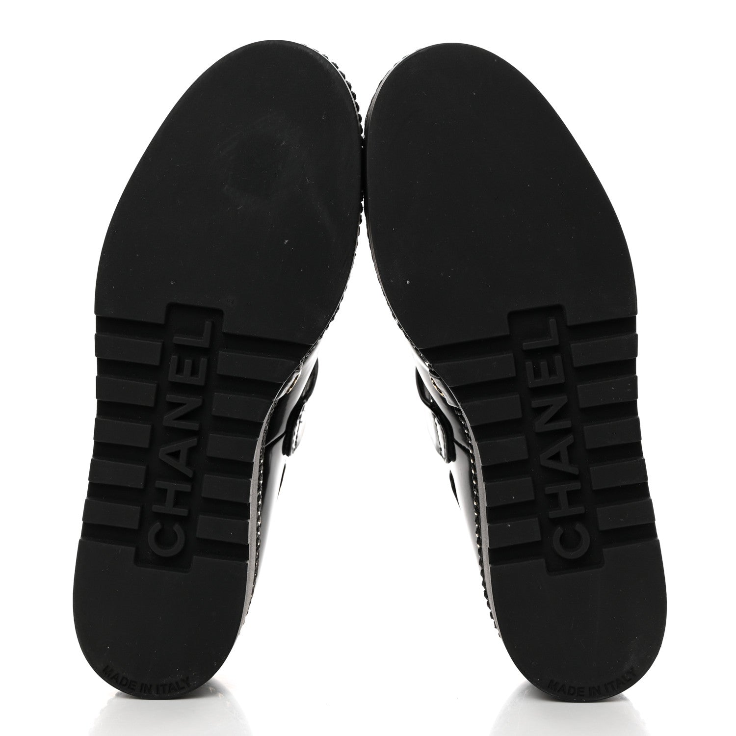 Chanel Shiny Calfskin Lace Up Platform Loafers 39 Black 5 of 9