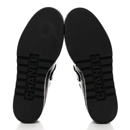 Chanel Shiny Calfskin Lace Up Platform Loafers 39 Black 5 of 9