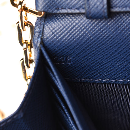 Prada Saffiano Metal Oro Chain Wallet Bleuette 7 of 15