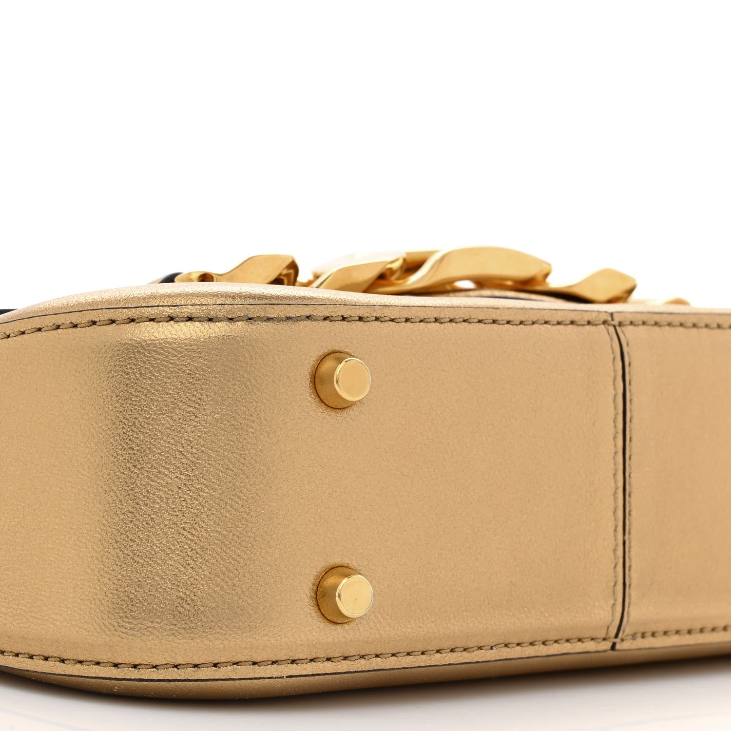 Valentino Garavani Laminated Nappa Small Vlogo Chain Shoulder Bag Antique Brass 9 of 12