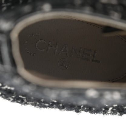 Chanel Tweed Calfskin Patent CC Lace Up Boots 38 Black White 7 of 8