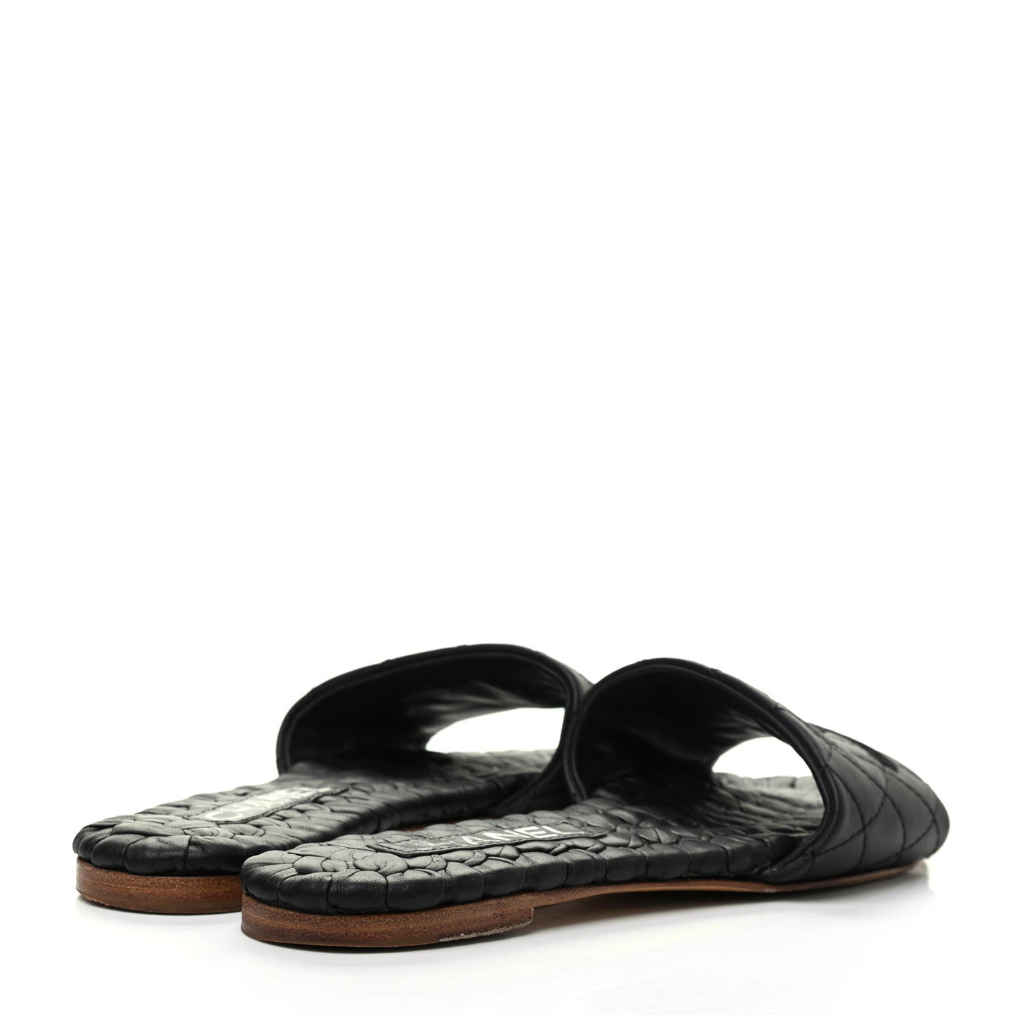 Lambskin Quilted Embroidered CC Mules Sandals 36 Black