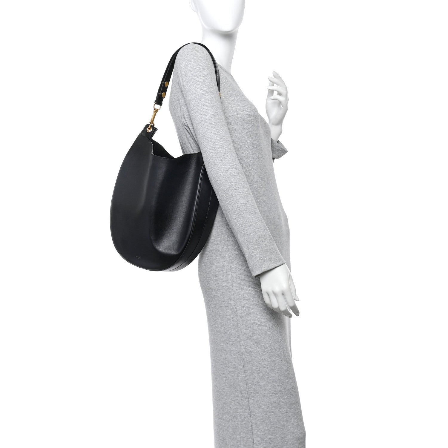 Celine Supple Calfskin Medium Hobo Black 2 of 12