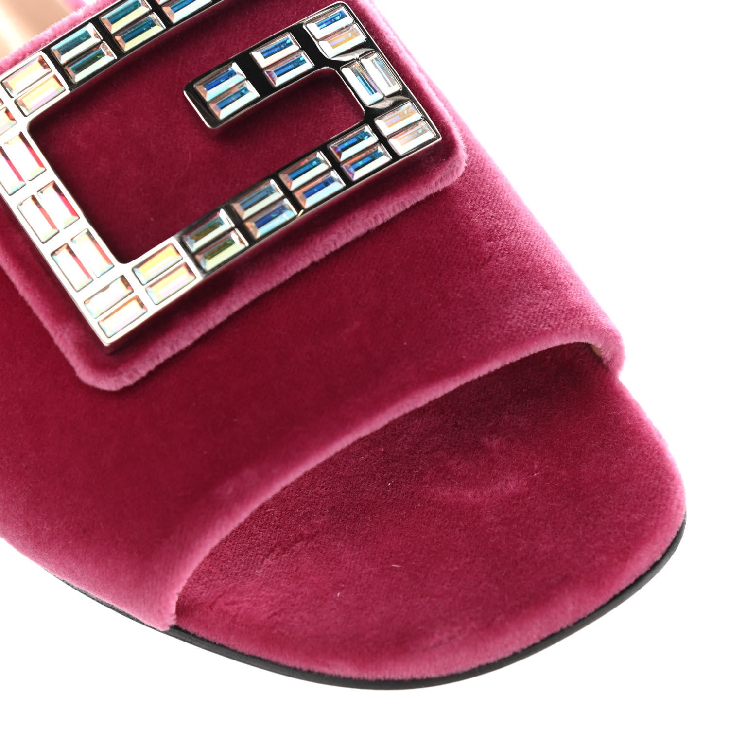 Gucci Velvet Crystal Square G Madelyn Slide Sandals 39 Light Raspberry Rose 9 of 11