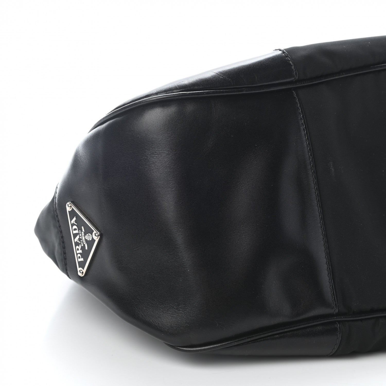 Prada Nylon Calfskin Buckle Shoulder Bag Black 8 of 14