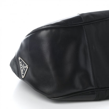 Prada Nylon Calfskin Buckle Shoulder Bag Black 8 of 14