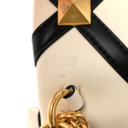 Valentino Garavani Nappa Large Roman Stud Shoulder Bag Ivory Black 15 of 15