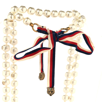Gucci Pearl Ribbon Feline Strand Necklace 4 of 6
