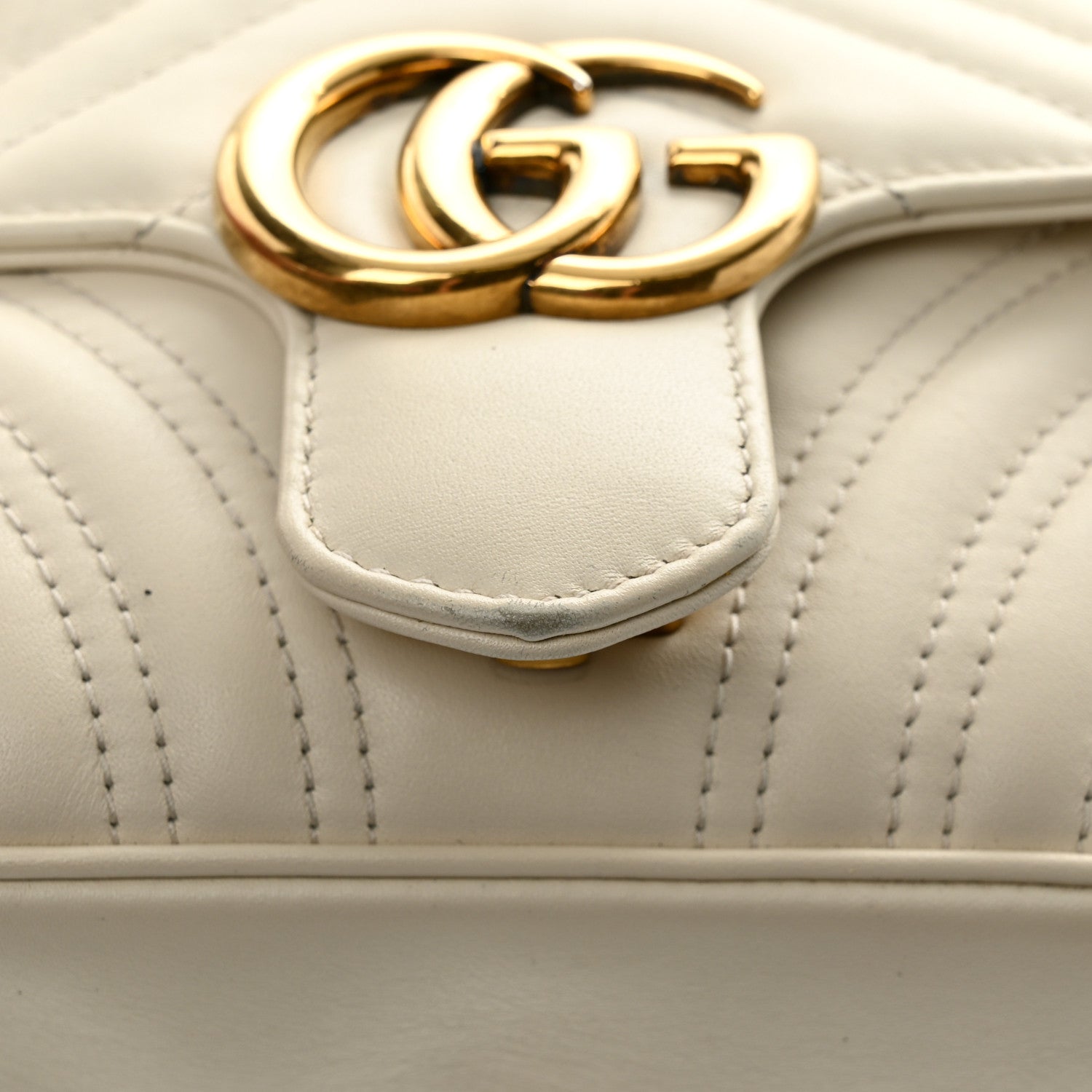 Gucci Calfskin Matelasse Mini GG Marmont Shoulder Bag White 11 of 12