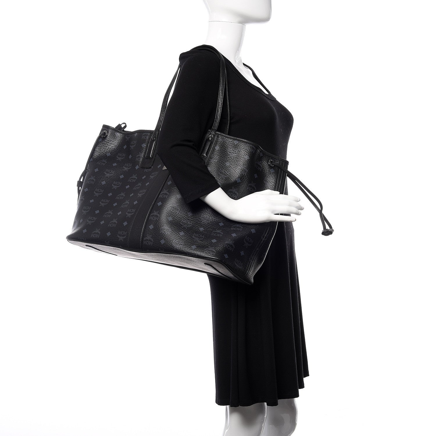 MCM Visetos Large Liz Reversible Shopper Tote Black 2 of 17