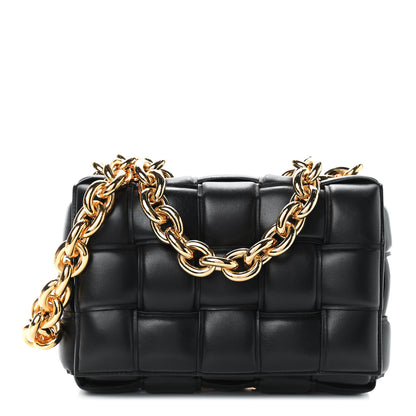 Bottega Veneta Lambskin Maxi Intreccio Padded Chain Cassette Crossbody Bag Black 1 of 13