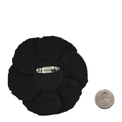 Chanel Tweed Camellia CC Pin Brooch Grey 2 of 4