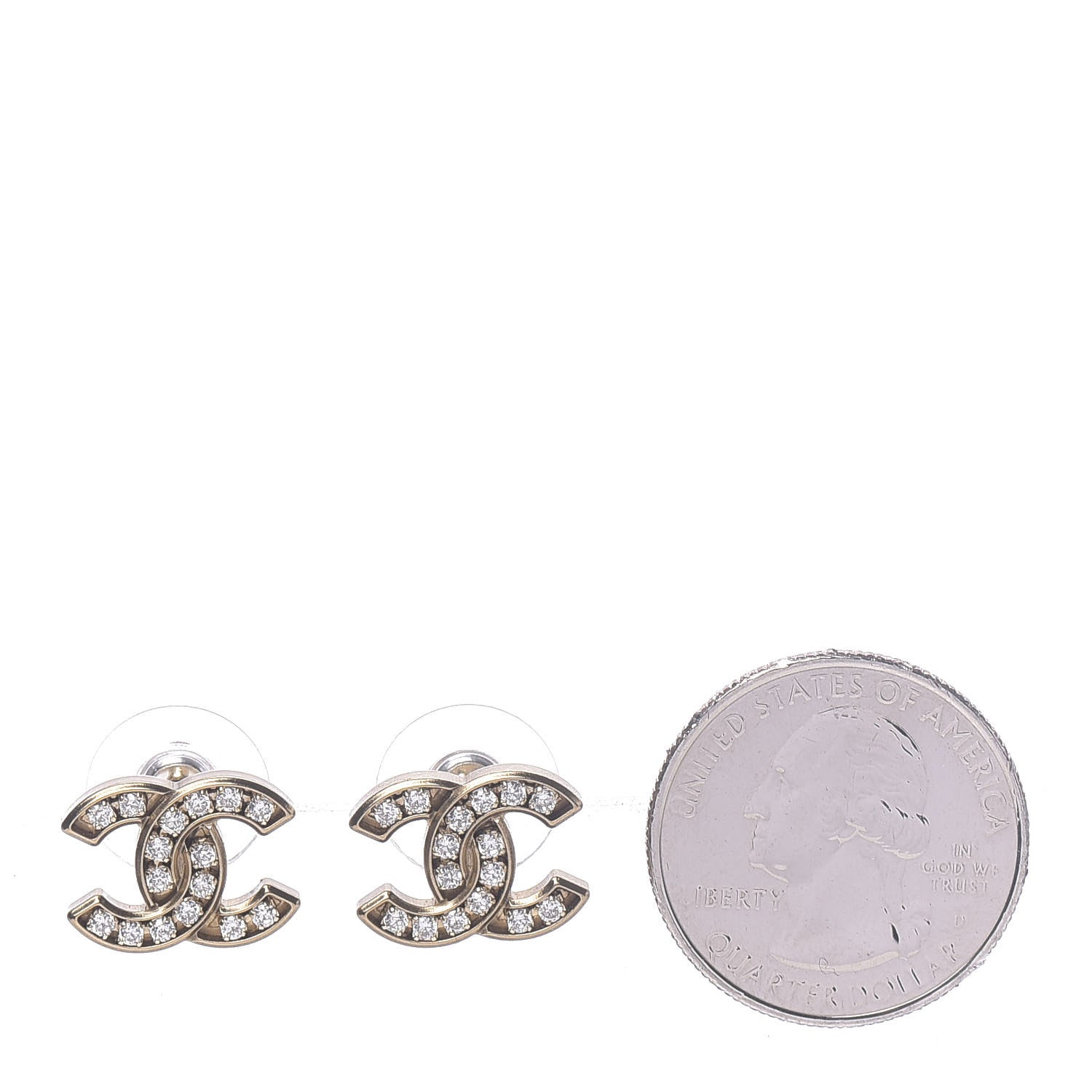 Chanel Crystal CC Earrings Gold 2 of 5