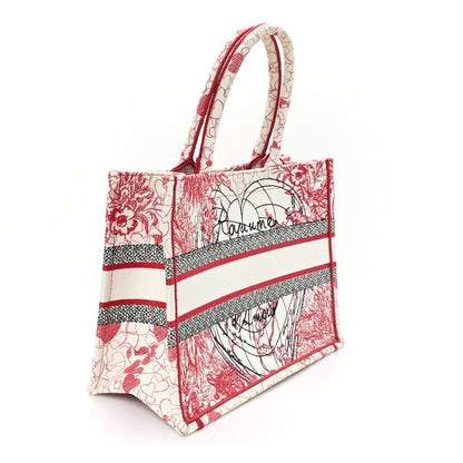 Christian Dior Canvas Embroidered Medium Dioramour D-Royaume Book Tote Red Multicolor 3 of 10
