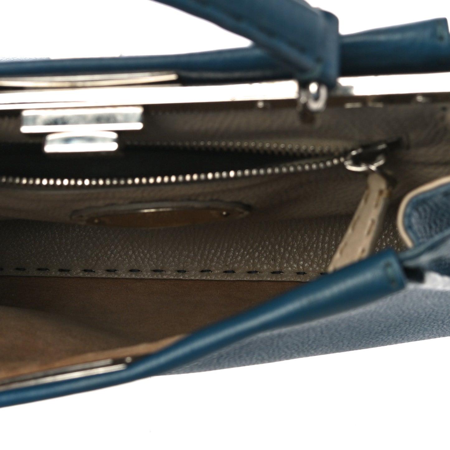 Cuoio Romano Selleria Bi-Color Medium Peekaboo Iconic Satchel Blue Latte