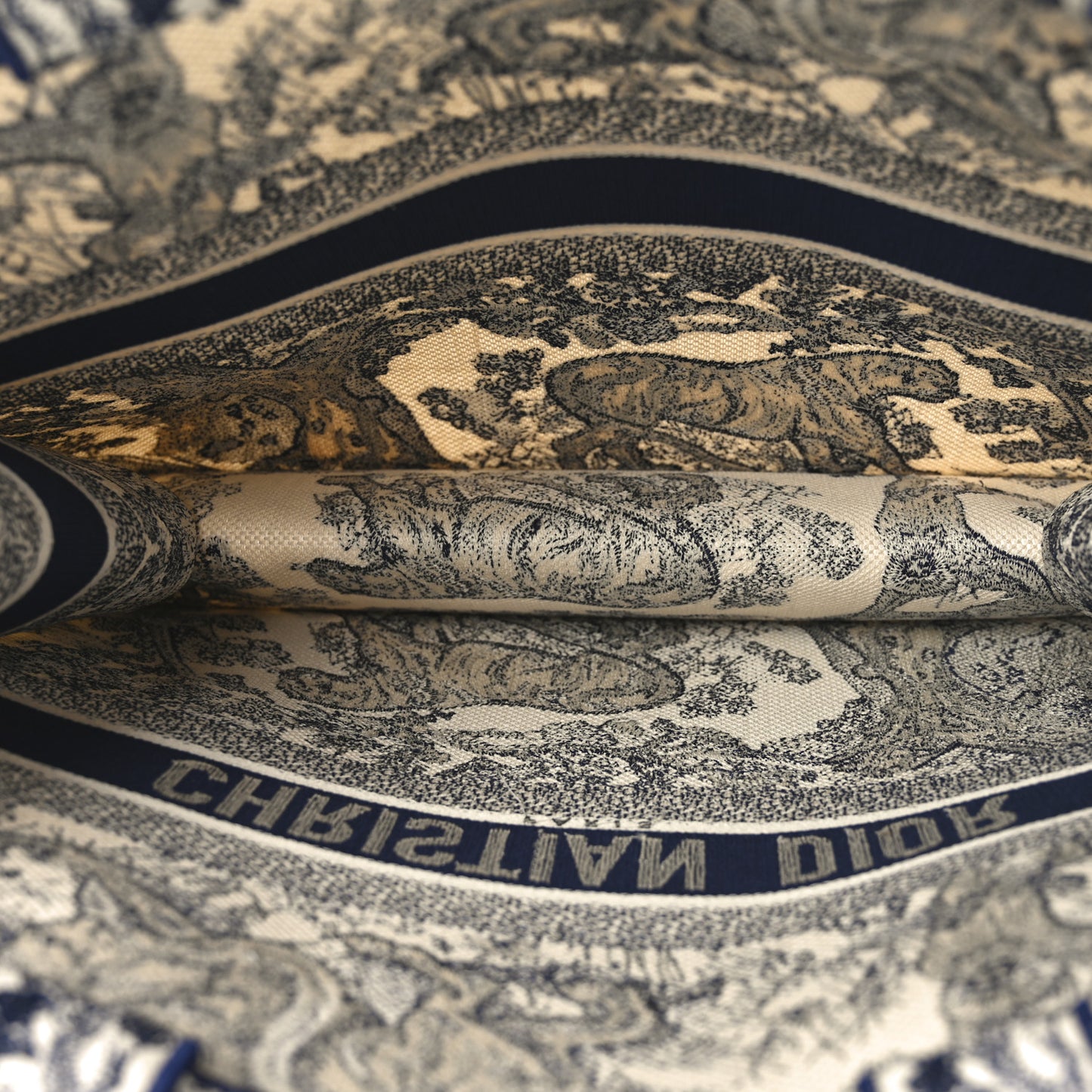 Canvas Embroidered Large Dioriviera Toile De Jouy Book Tote Blue
