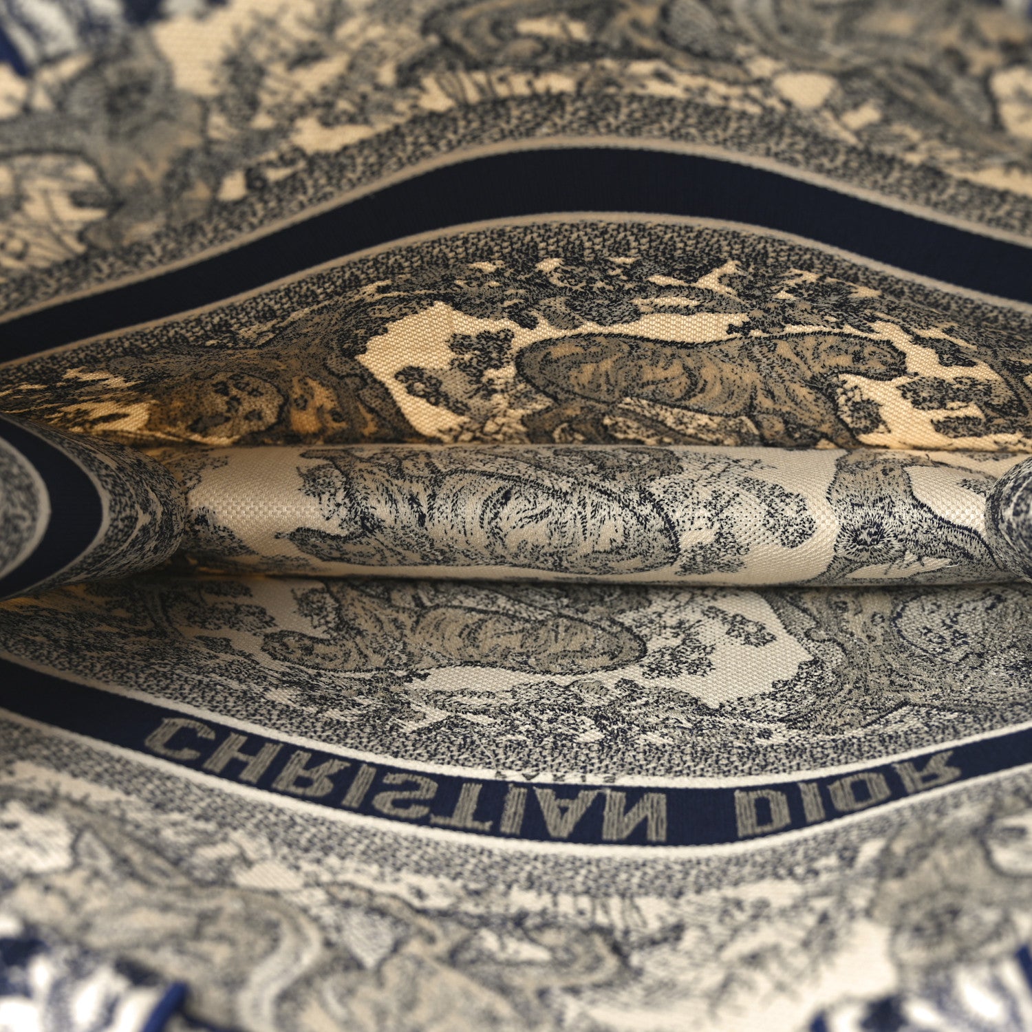 Christian Dior Canvas Embroidered Large Dioriviera Toile De Jouy Book Tote Blue 5 of 10
