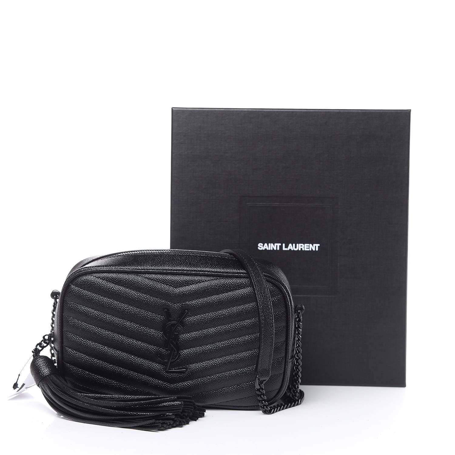 Saint Laurent Grain De Poudre Matelasse Monogram Mini Lou Camera Bag Black 11 of 11