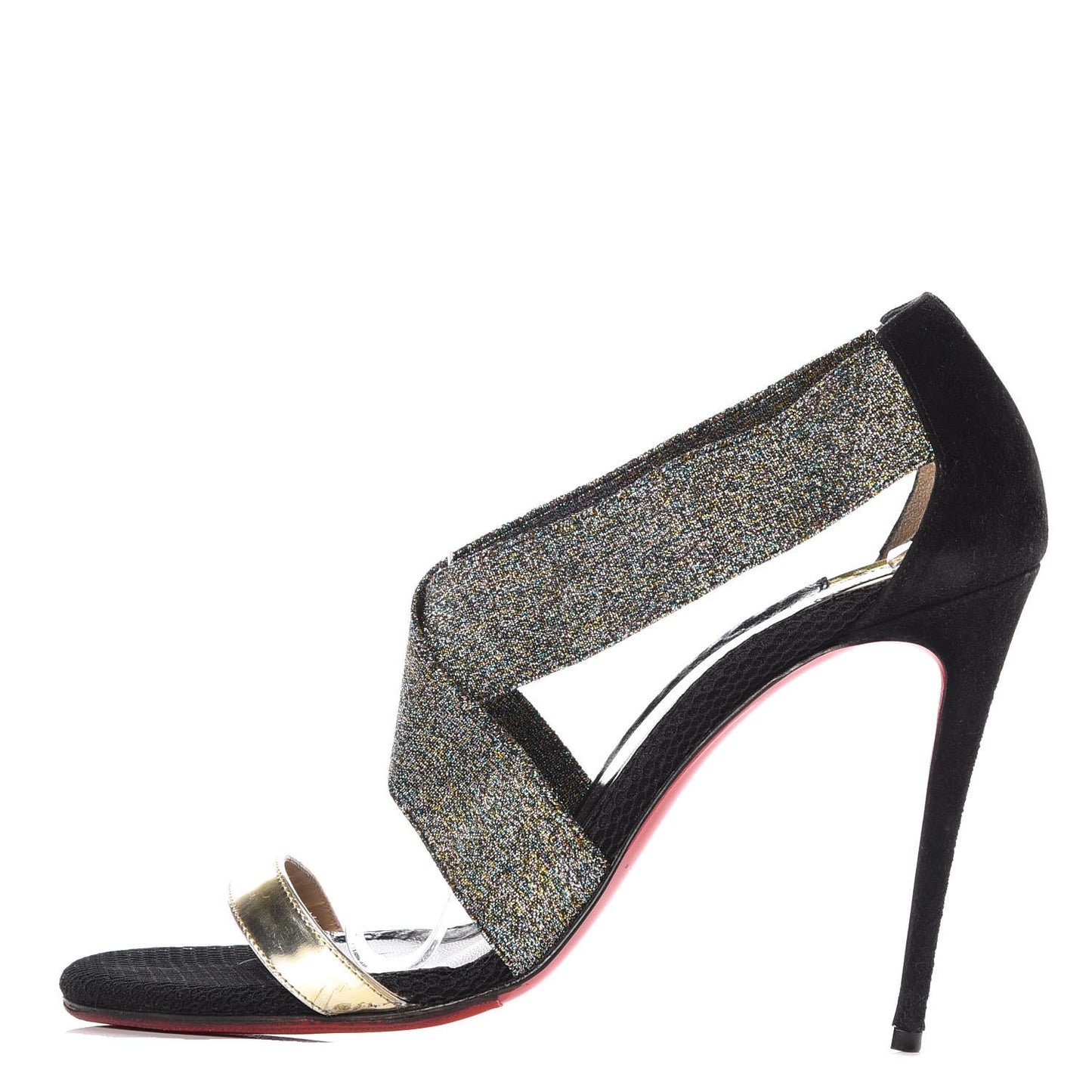 Specchio Suede Calfskin Elastagram 100 Sandals 38 Black Multi