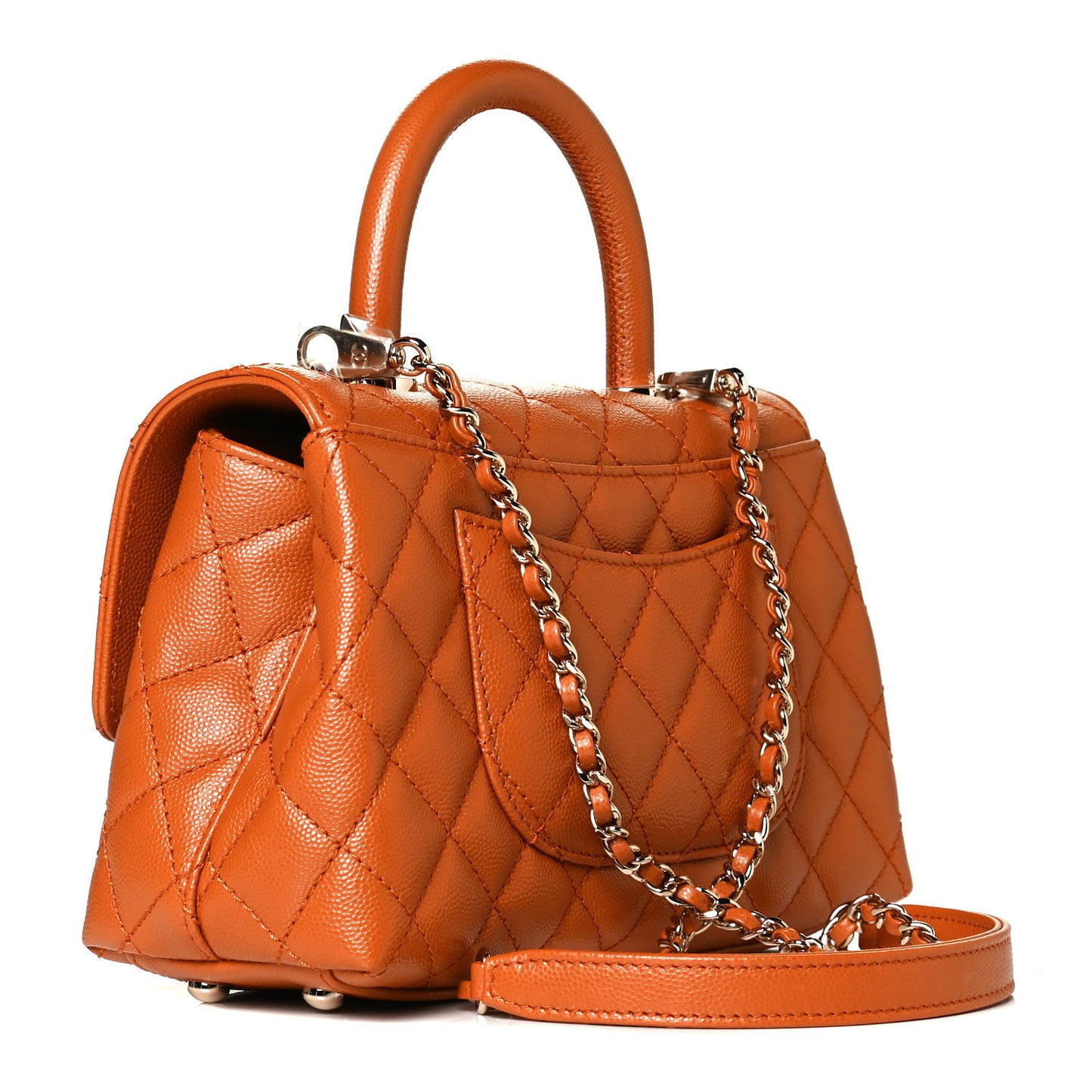Caviar Quilted Mini Coco Handle Flap Light Brown