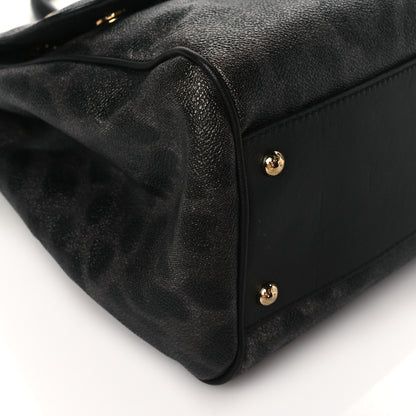 Dolce & Gabbana Dauphine Leopard Print Large Miss Sicily Satchel Black 7 of 8
