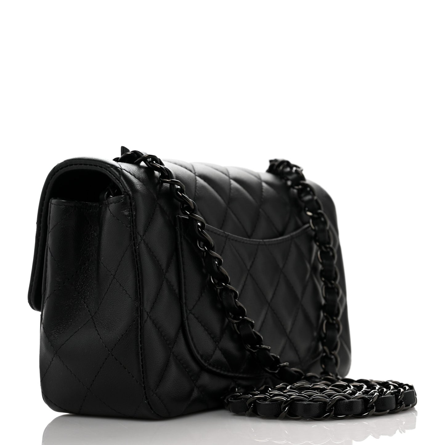 Lambskin Quilted Mini Rectangular Flap So Black
