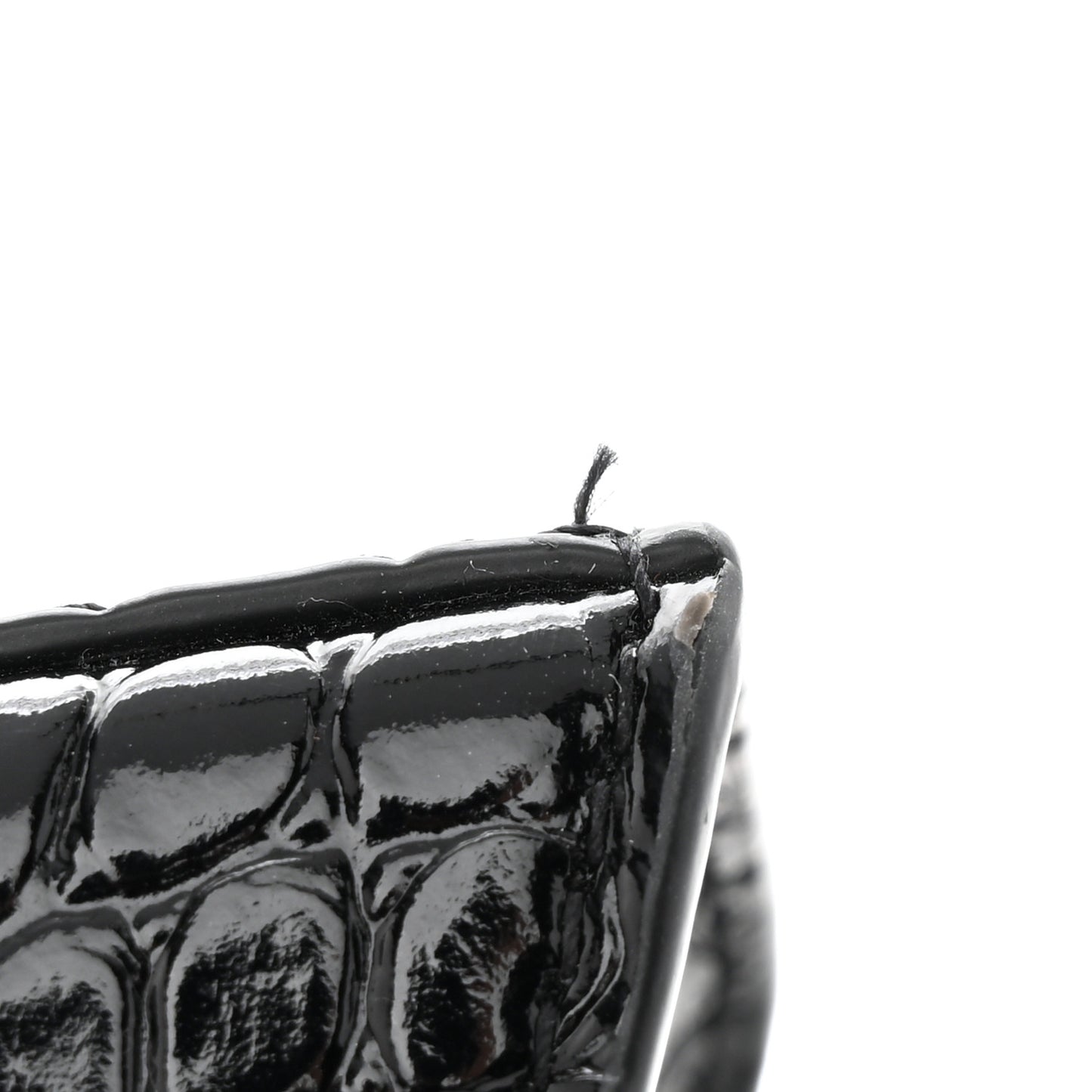 Shiny Calfskin Monochrome Crocodile Embossed Small Hourglass Evening Chain Bag Black
