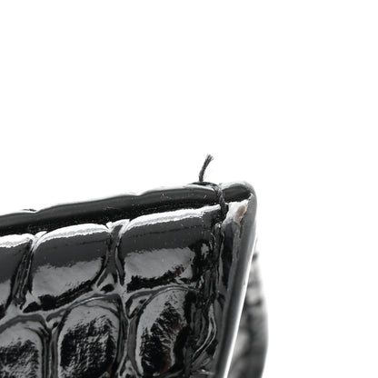 Balenciaga Shiny Calfskin Monochrome Crocodile Embossed Small Hourglass Evening Chain Bag Black 11 of 12