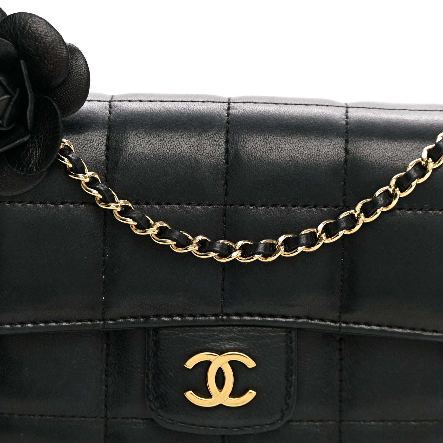 Chanel Lambskin Quilted Mini Chocolate Bar Camellia Flap Black 7 of 9