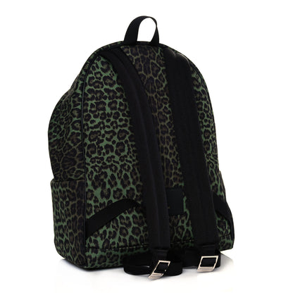 Saint Laurent Printed Canvas Leopard Classic Hunting Backpack Green 2 of 11