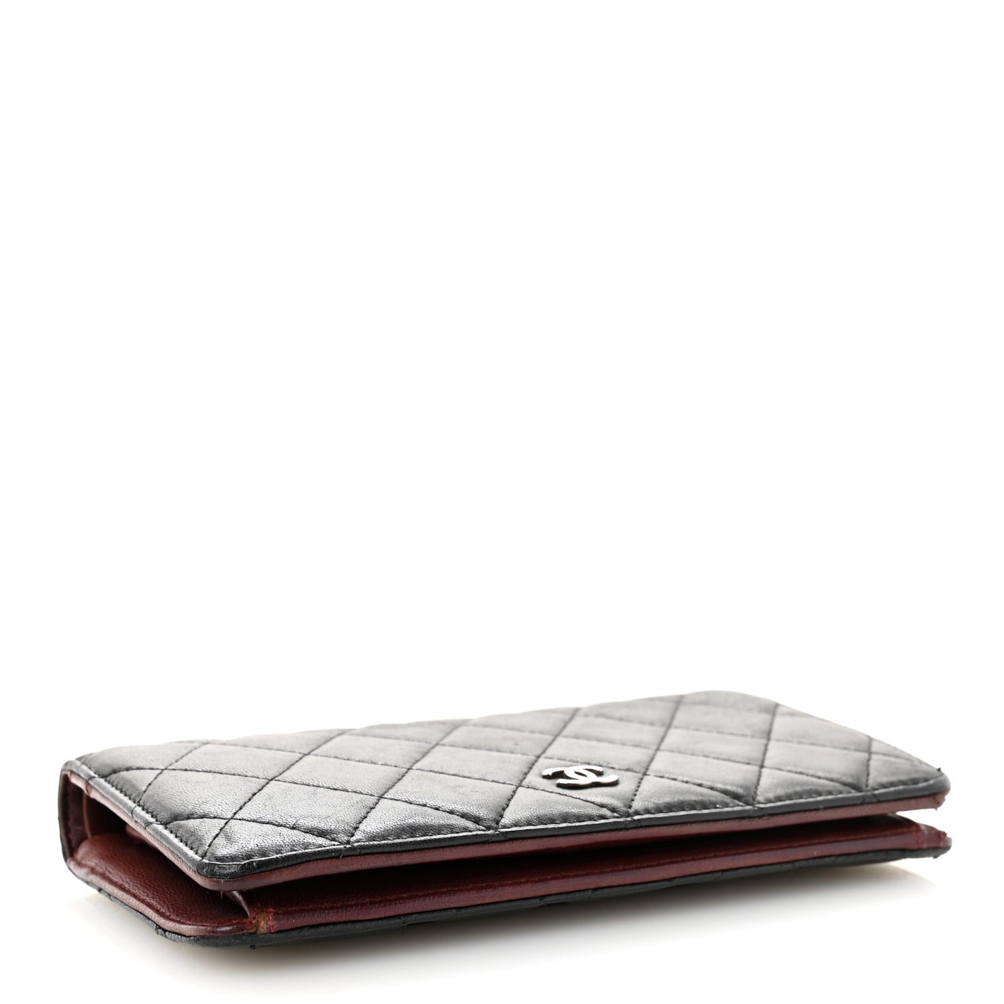 Lambskin Quilted Yen Wallet Black