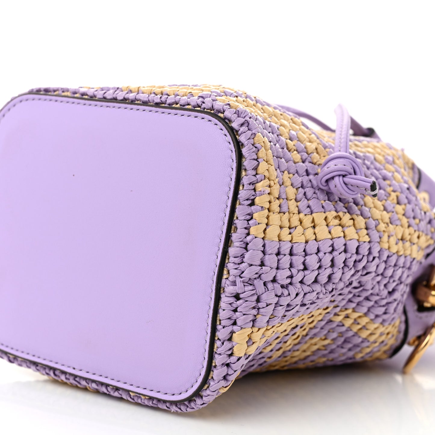 Raffia Vitello Seta F is Fendi FF Woven Mini Mon Tresor Bucket Bag Anemone Natural