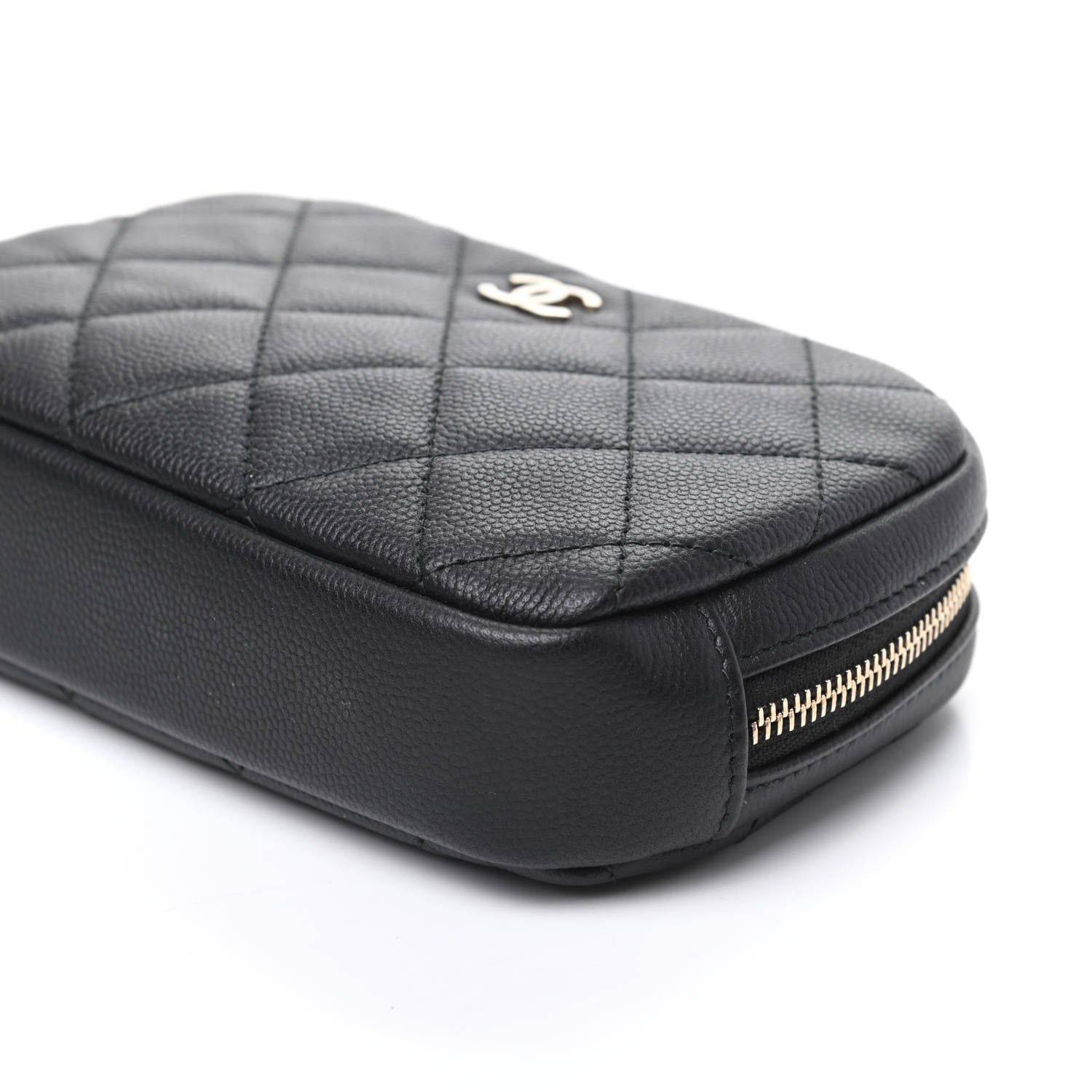 Chanel Caviar Quilted Small Curvy Pouch Cosmetic Case Black 9 of 10