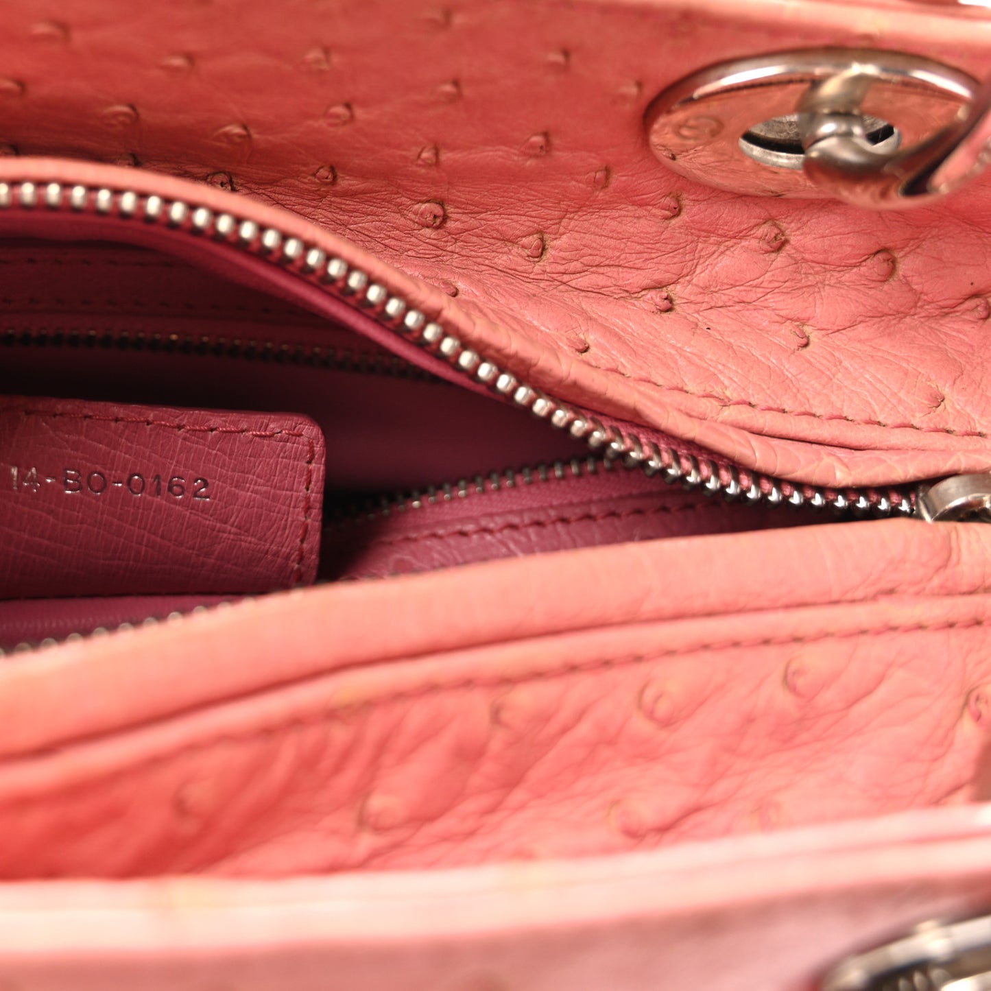 Ostrich Medium Lady Dior Pink